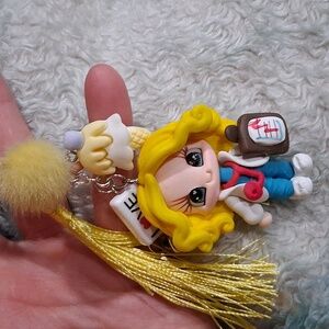 Cute Keychain with Yellow Tassel and Doll Charm